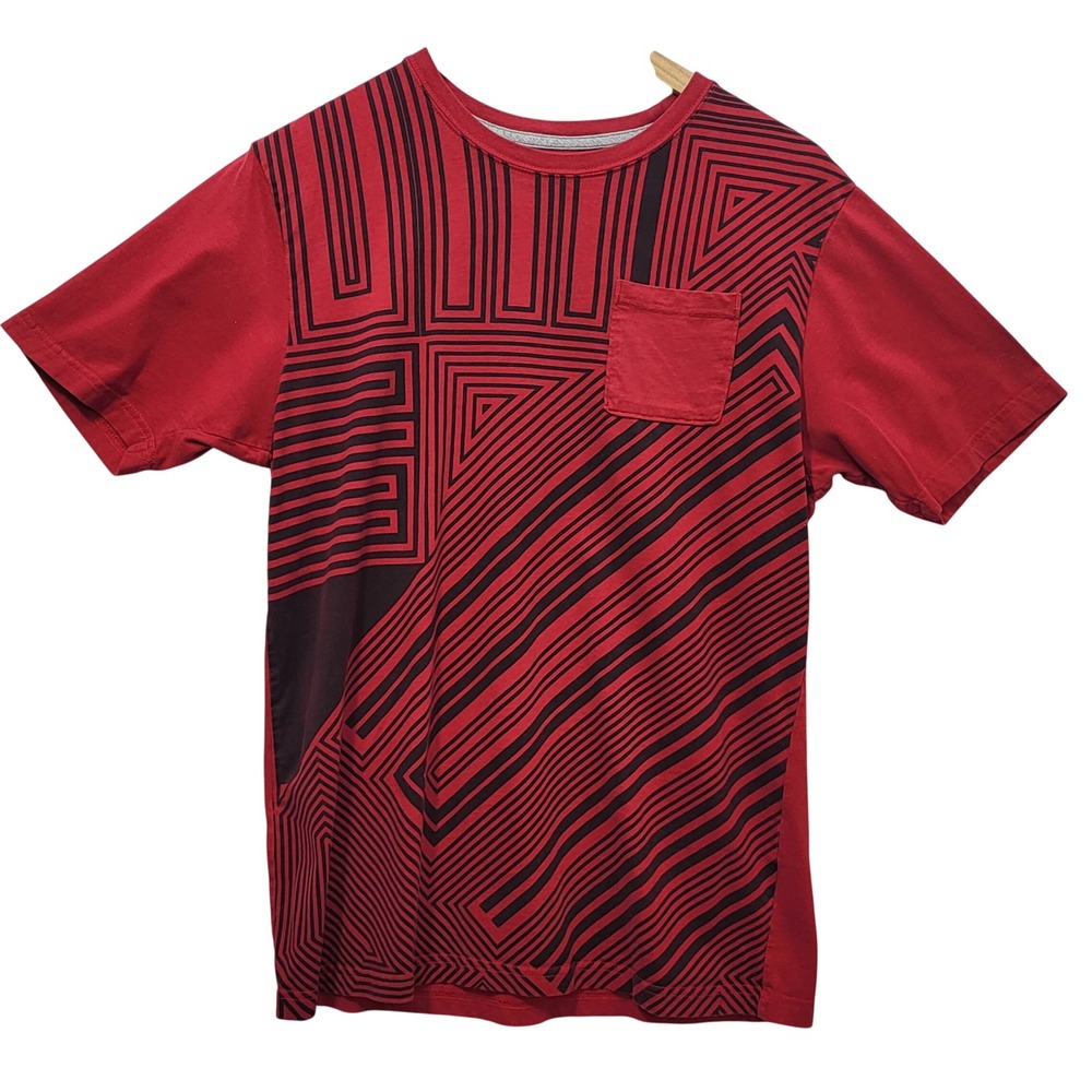 Jordan‎ Mens Red Black Geometric Maze Graphic Pocket T-Shirt Size Large Jumpman